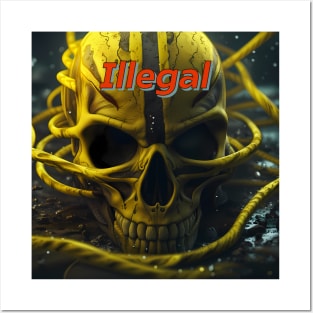 alien skull - illegal Posters and Art